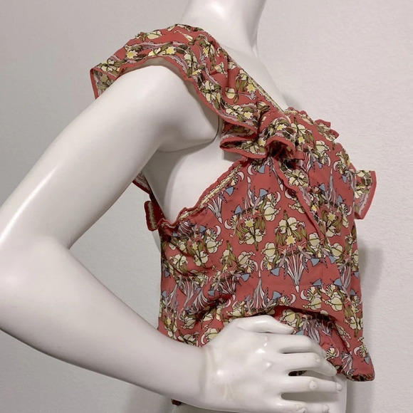 Max Studio NEW Chiffon Floral Crop Top Size M - Picture 2 of 8